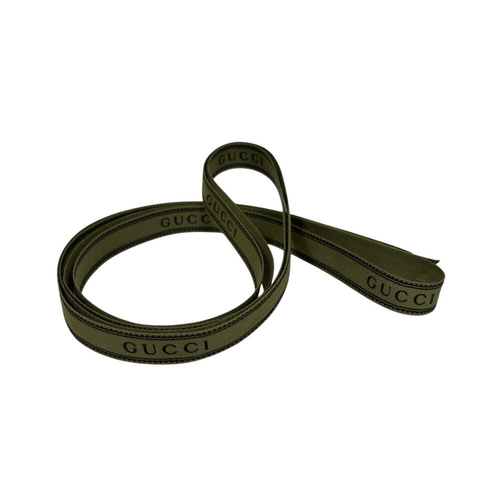 Gucci Gift Wrapping Ribbon Unisex 70 Inches Olive Green Grosgrain Logo Print